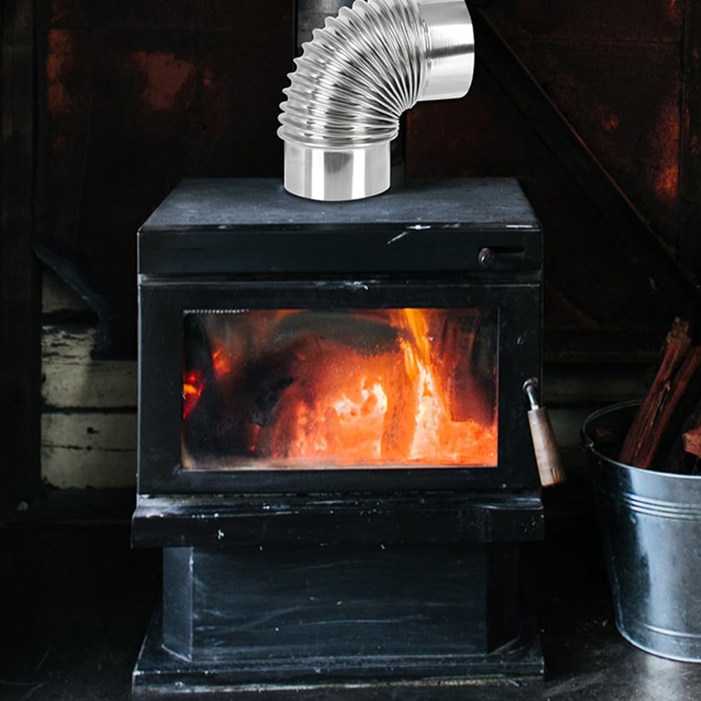 Hemobllo Stainless Steel Chimney Flue Pipe Set 2.36in Diameter 90 Degree & Exhaust Extensions for Wood Stove Fireplace Tent Heating