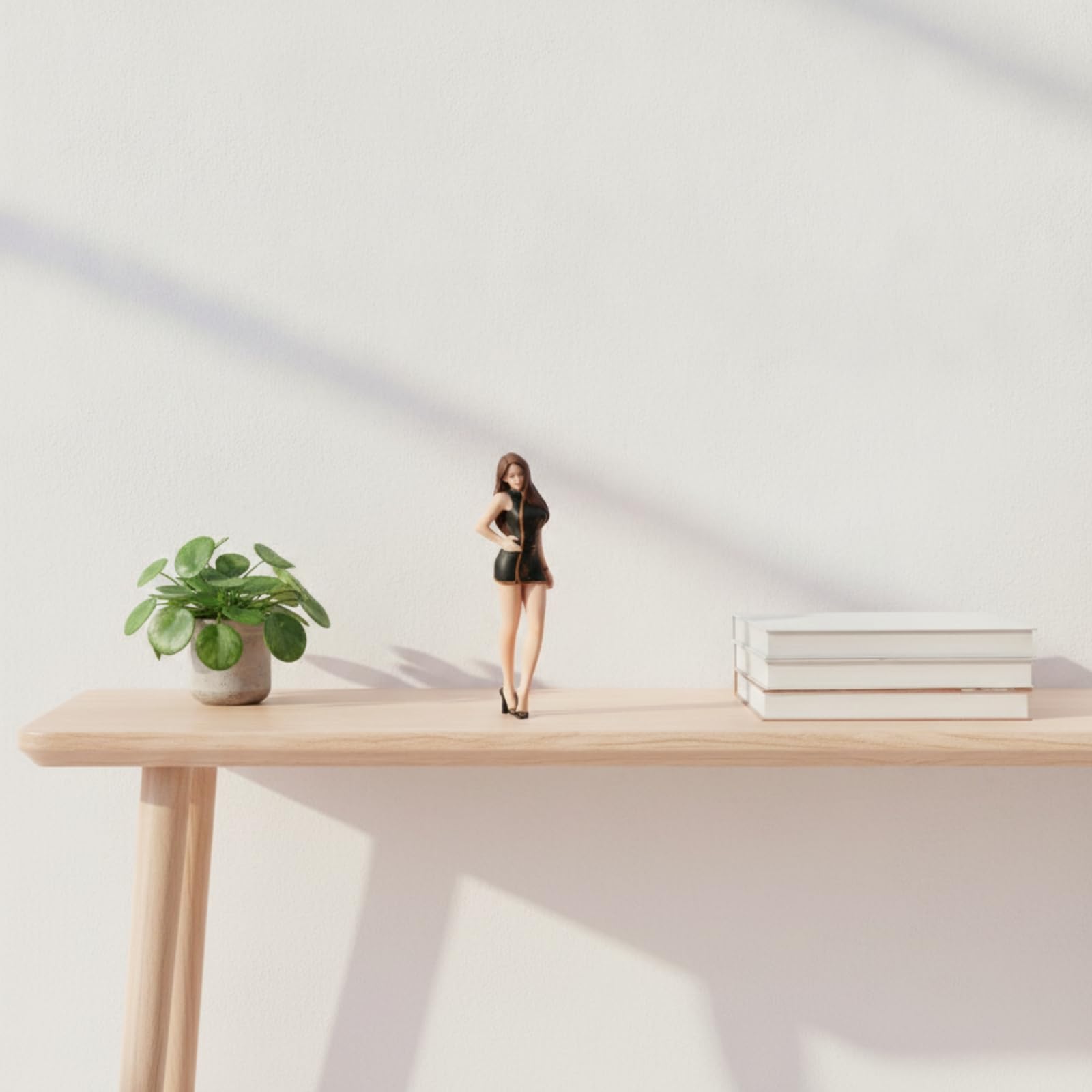 Miniatur Figurine Frauenfigur Sammlerfigur Dekofigur Detailreich Bemalt Harzbasiert mit Langem Braunem Haar Und Dezente Blumendekore für Vitrine Schreibtisch Diorama Themenzimmer 9.75cm