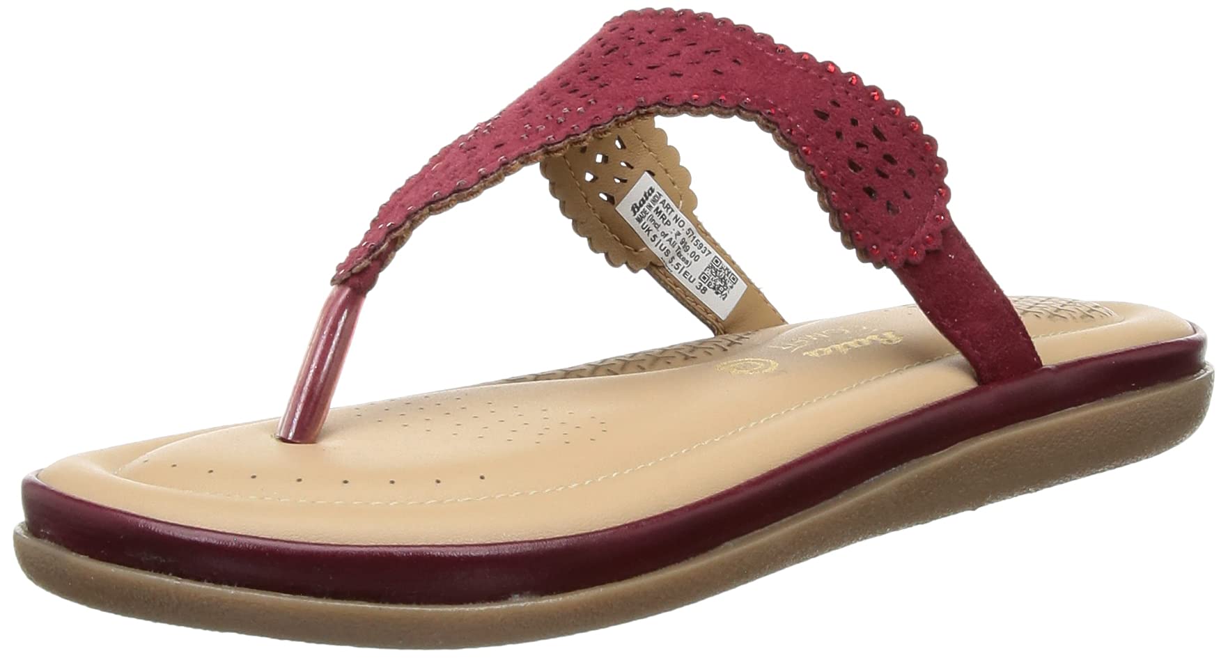 BATA Womens Crystal Thong Red Slipper-3 Kids UK (5715937) (B091Q74RLT) Amazon Price History, Amazon Price Tracker