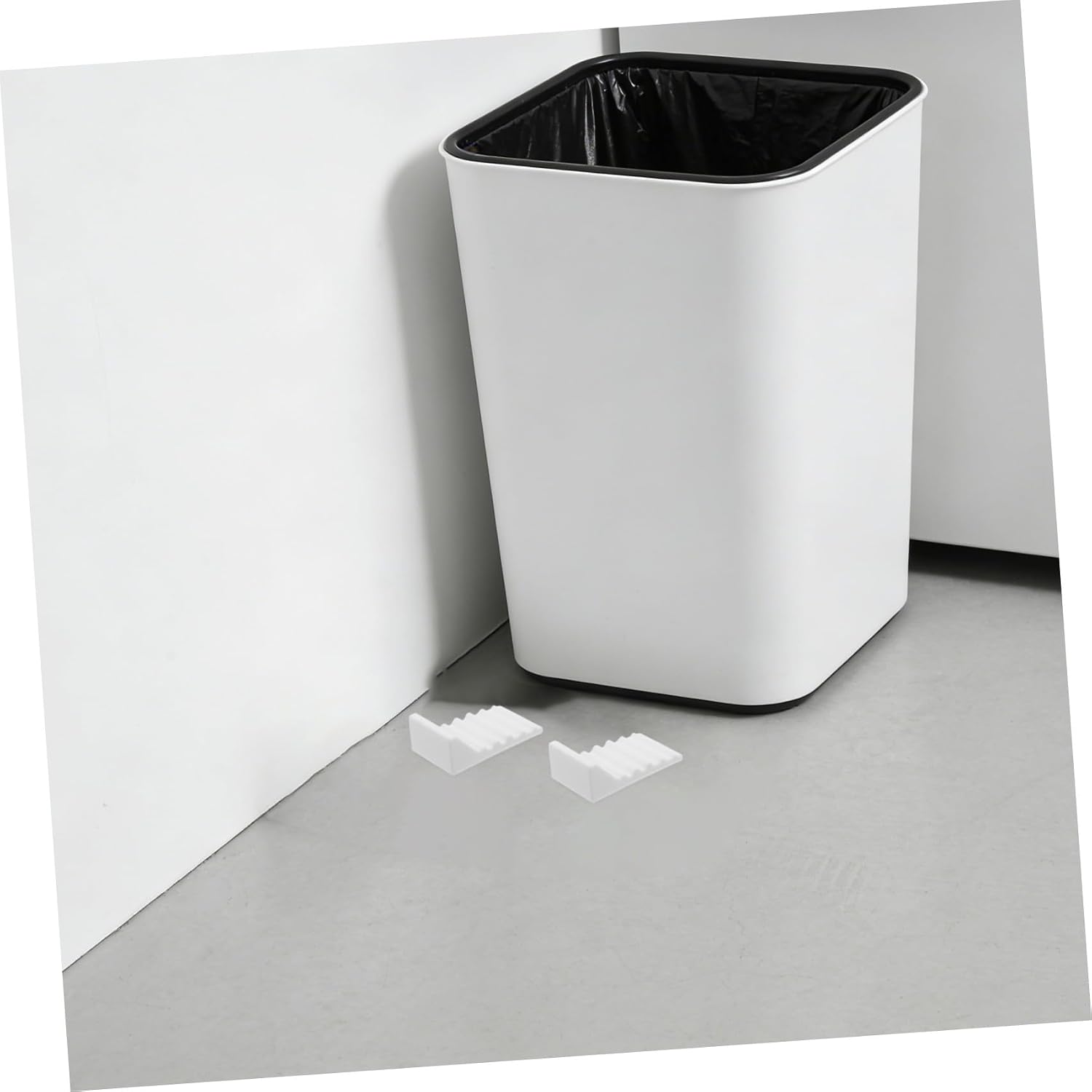 CALLARON 4pcs Silicone Garbage Can Wall Protectors, Reusable Trash Can Bumpers to Prevent Sliding and Wall Damage, White Cushioned Stopper Pads for Kitchen and Office Waste Bins