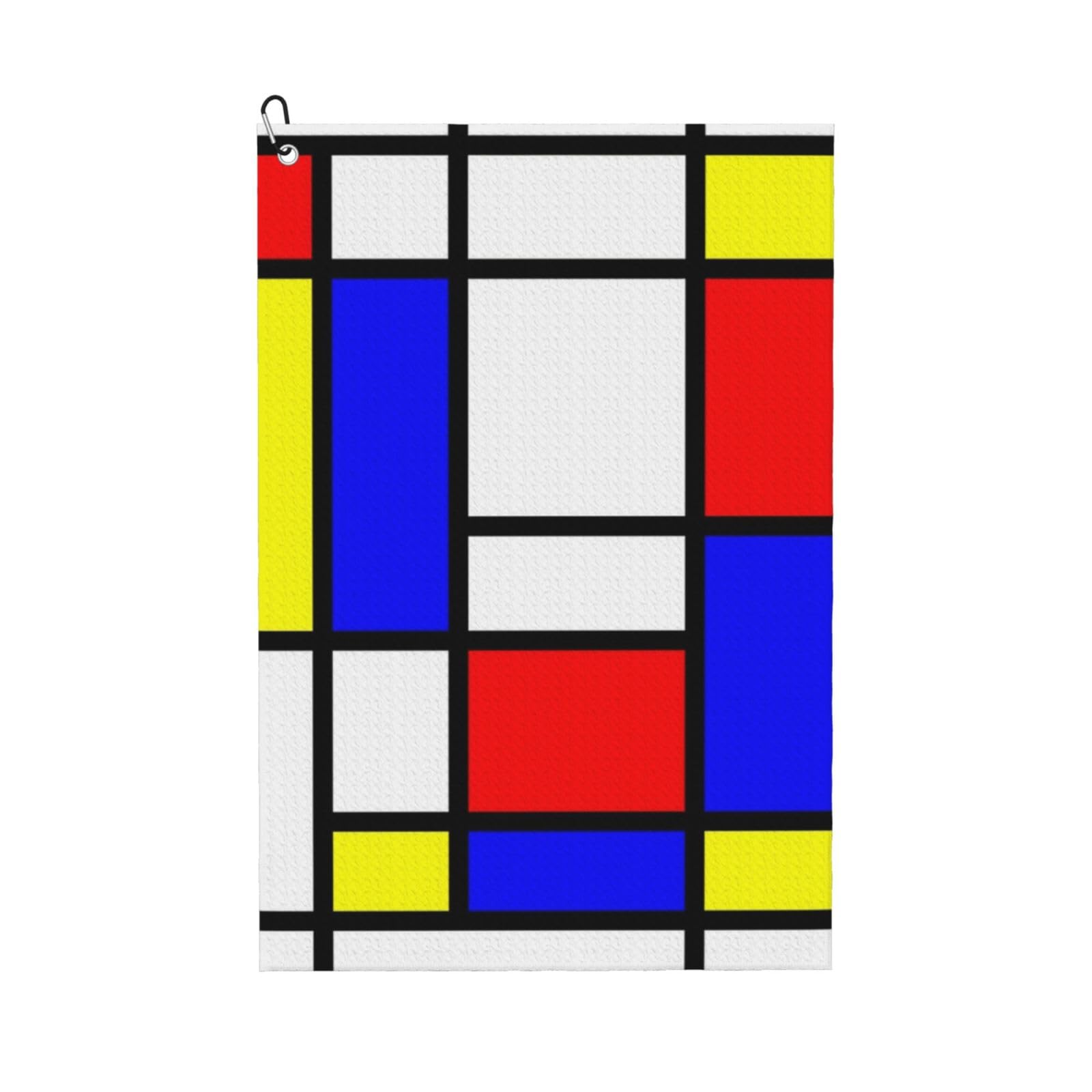 Hnnkloy Mondrian, 16x24 in Portable Waffle Golf Towels with Carabiner Clip for Golf Bag