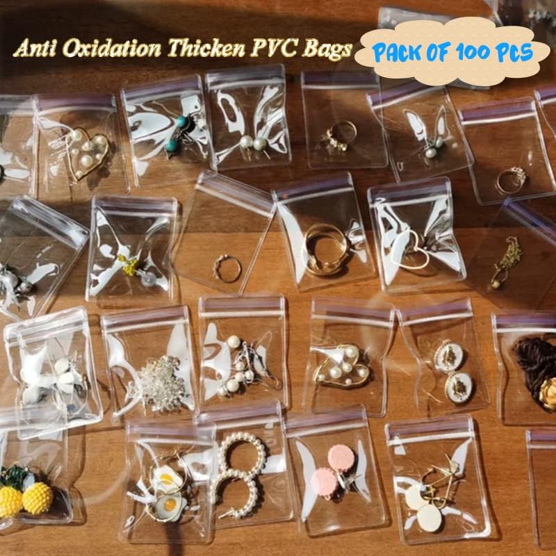 Miniatura 4 de LingLingo Bolsas de almacenamiento de joyas transparentes pequeñas bolsas de plástico transparente de PVC con cierre de cremallera para anillos