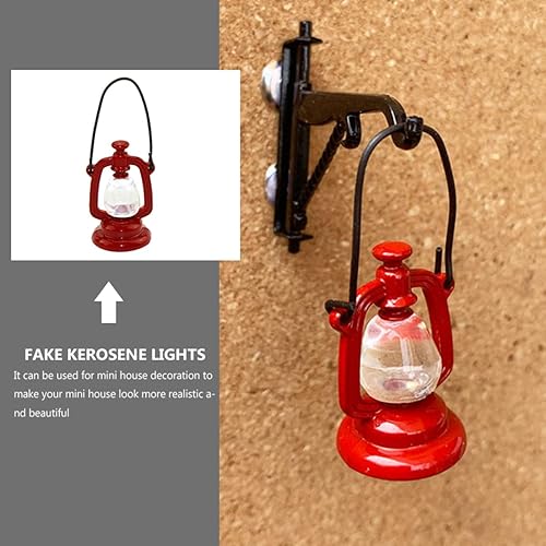 Miniatura 9 de Linterna en miniatura para casa de muñecas, lámpara de queroseno, lámpara de aceite rústica, lámpara de queroseno, accesorios para casa de muñecas