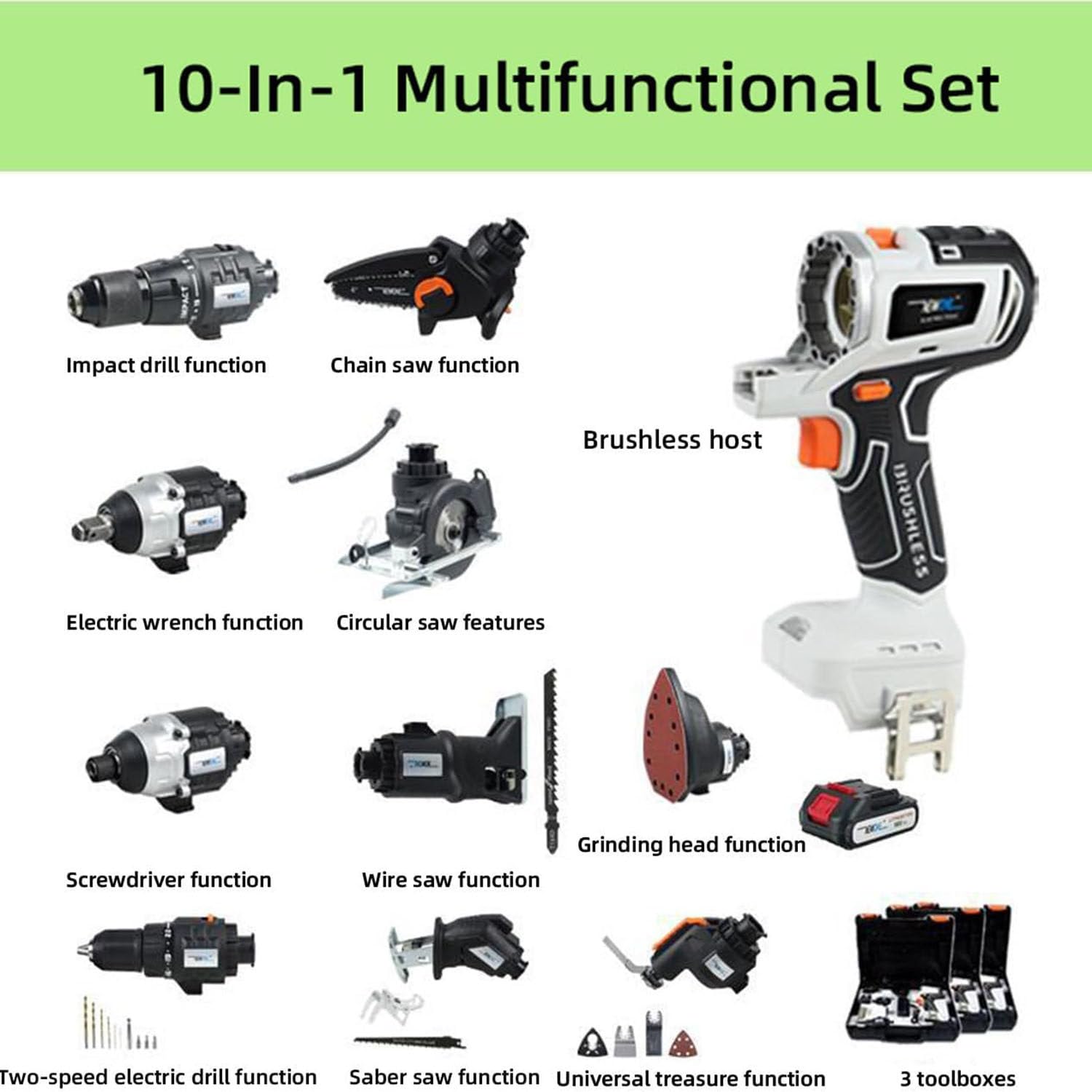 Amazon.co.jp: 10 in 1 電動工具セット 4.0Ah バッテリー付き - DIY 