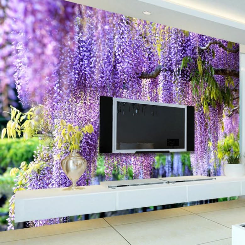Affiche imprimée en 3D vigne fleurs violettes papier peint mural salon
