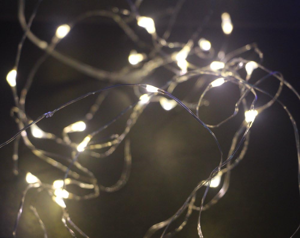 Tasodin Solar Powered LED String Lights, 32.8Ft/10M 100LEDs 8 Modes Solar Fairy Lighting, Waterproof Bright Warm White Color, Micro String Copper Wire Ultra Thin Rope Light
