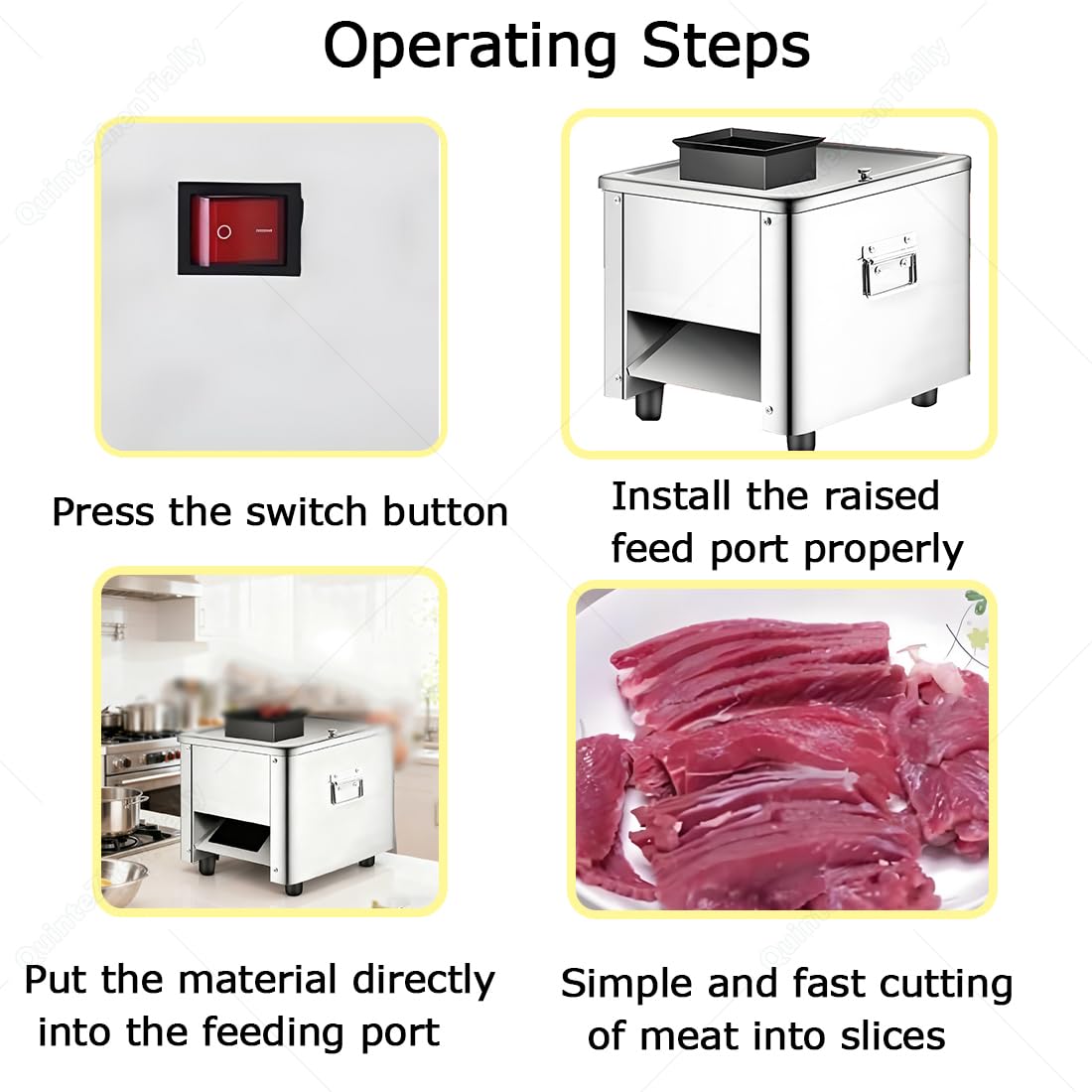Taglio Automatico Carne Fresca,Affettatrice Elettrica Carne Viande Commerciale,Épaisseur Lame 85 Mm,pour Petites Entreprises,Marchés Producteurs,Restaurants Cuisines 10mm