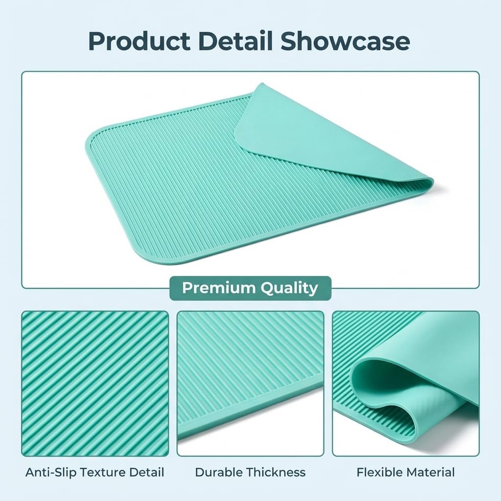 Pet Grooming Table Non-Slip Mat - Padded Mat for at-Home Grooming Dogs and Cats,Bathing Mat for Pets, Diameter：57cm/22.44inch (Turquoise Green, 57cm/22.44inch)