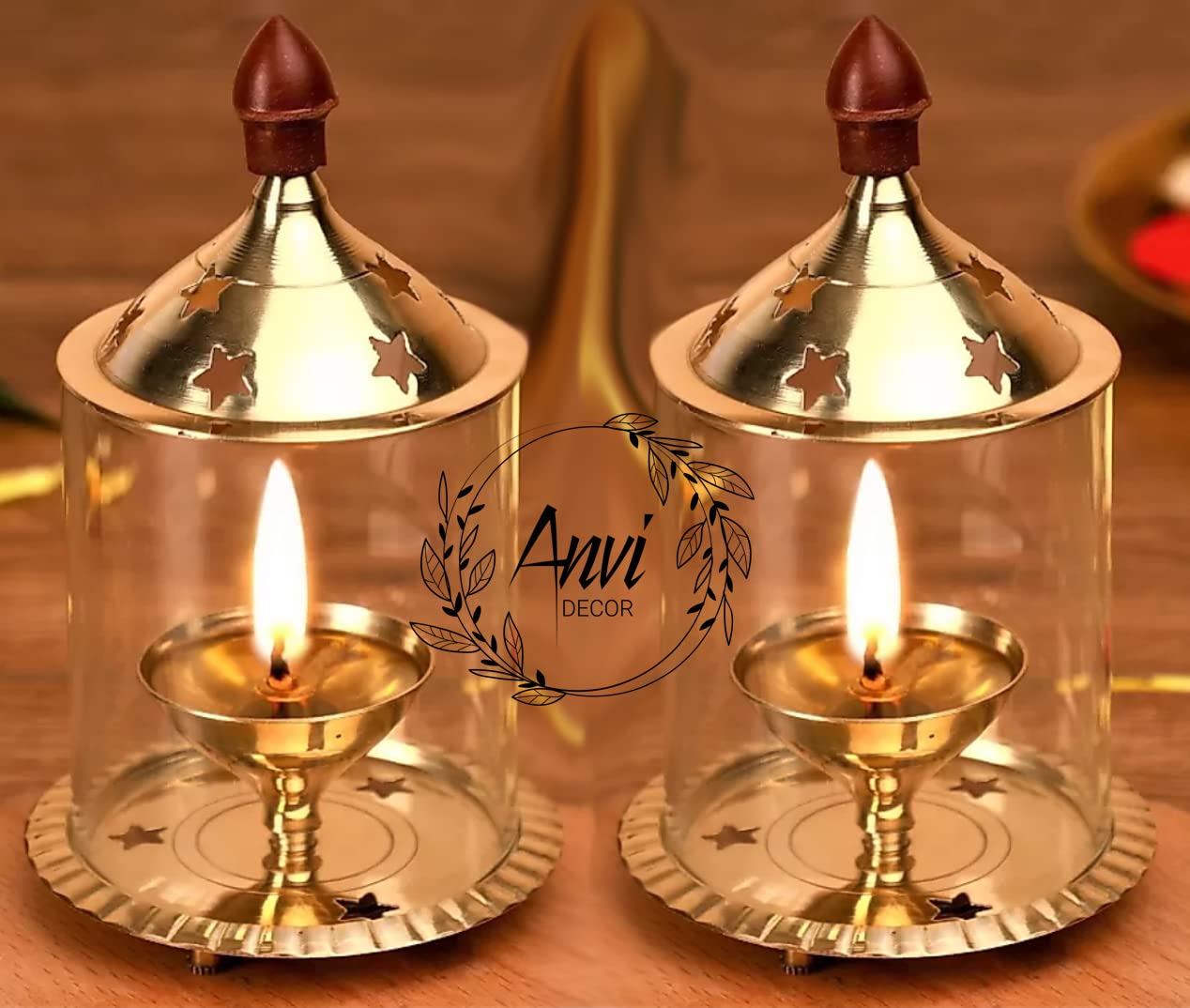 ANVI DECOR Akhand Diya with Glass Cover for Pooja & Diwali Brass (Pack of 2) Table Diya Set (Height: 4.8 inch) (B09MM5LDNR) Amazon Price History, Amazon Price Tracker