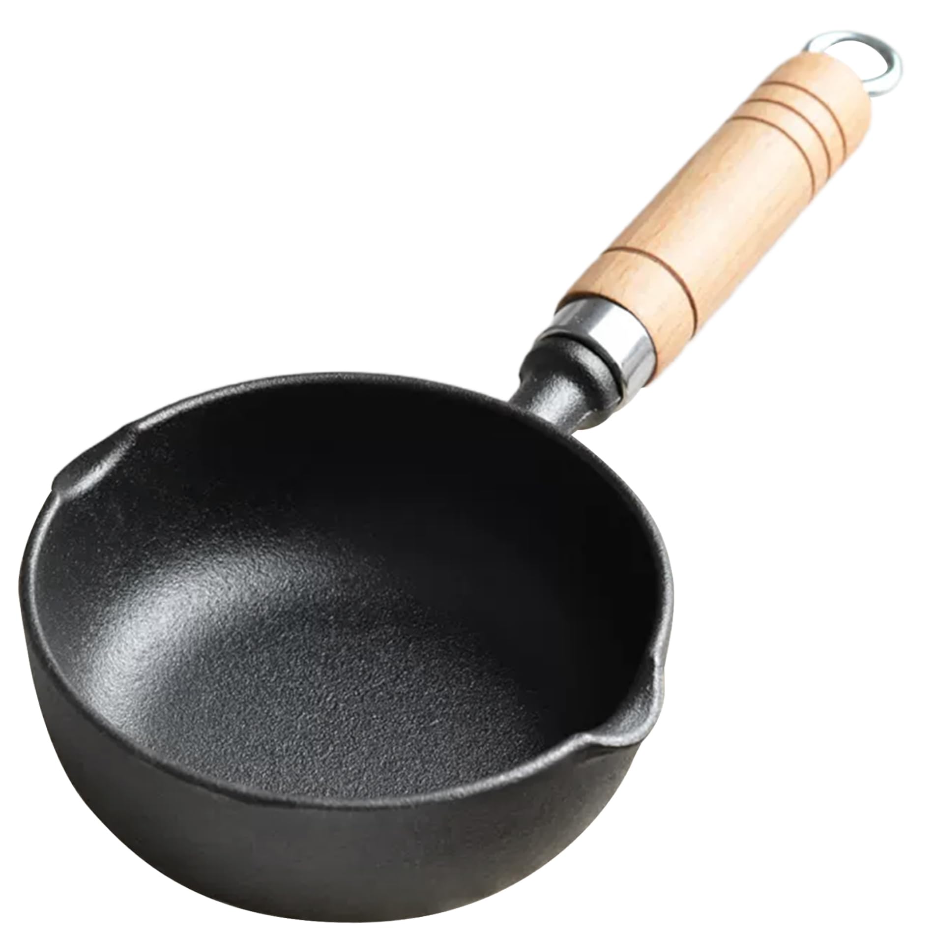 Butter Melting Pot, Non-Stick Cast Iron Sauce Pot With Wood Handle, Small Cast Iron Melting Pot, Hanging Butter Warmer for Oil Milk Candy Chocolate Style 2 Butter Warmer Cast Iron Melting Pot Small