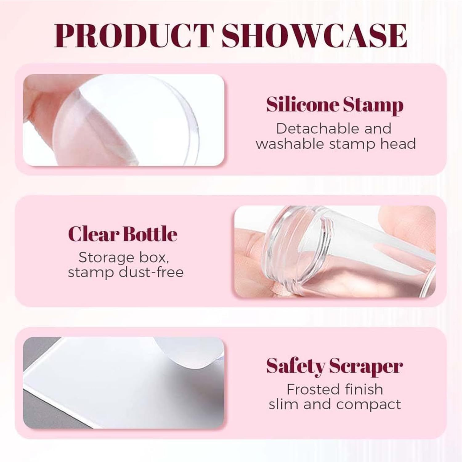 Keli French Manicure Nail Stamp Kit | Gel Nail Polish Art Set French Tip Printing Tool DIY Nail Art Kit - Home Salon Indoor Outdoor Manicure Fingerprint Accessories (Pack of 1) 3