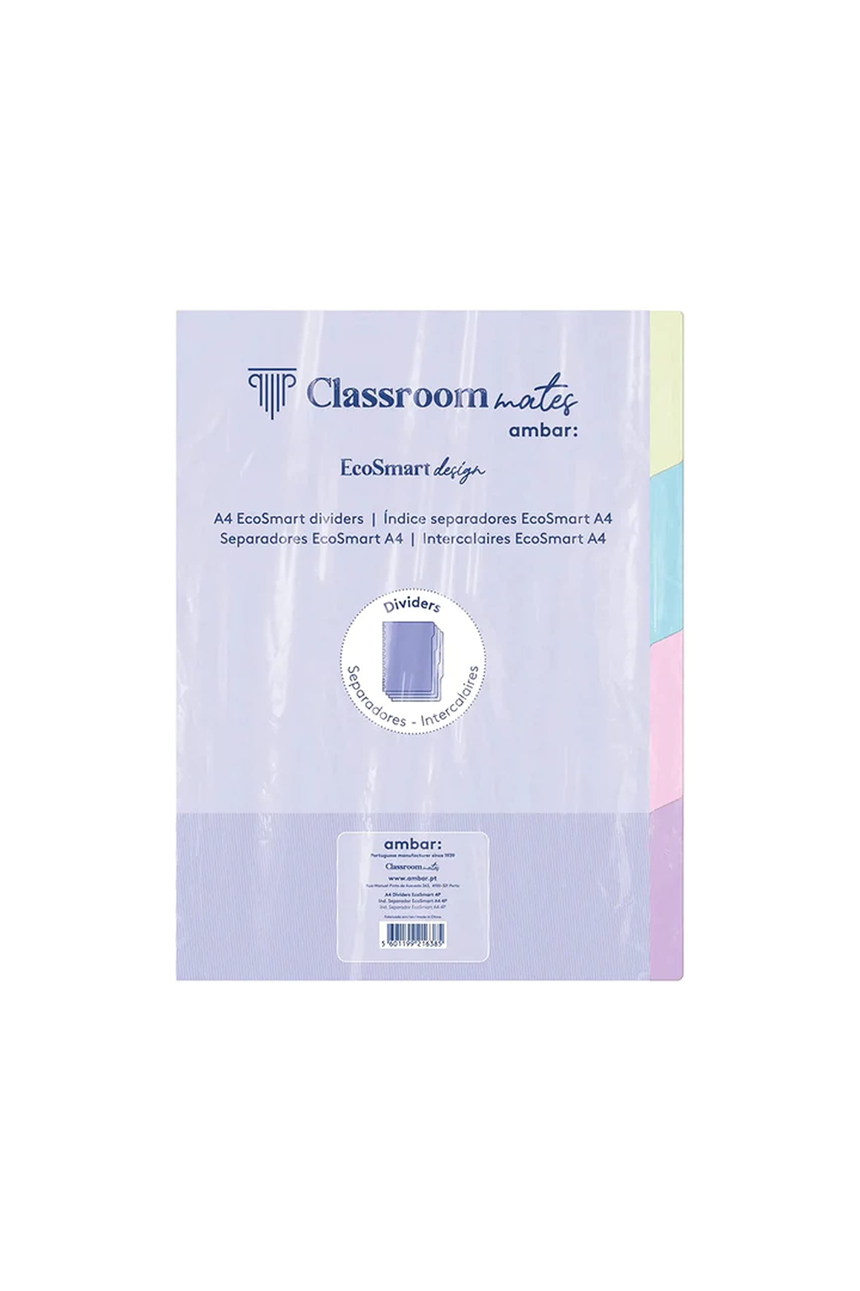 EcoSmart PP A4 Divider Index 4 Tabs ClassroomMates