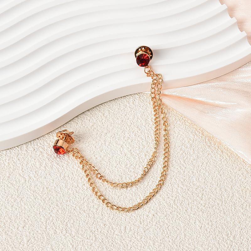 Hanging Gold Chain Lapel Pin for Men Suits Tassel Brooch Chain Collar Pins Rhinestone Crystal Brooch Pin Suit Lapel Pins for Men Collar Chains for Shirts Accessories4