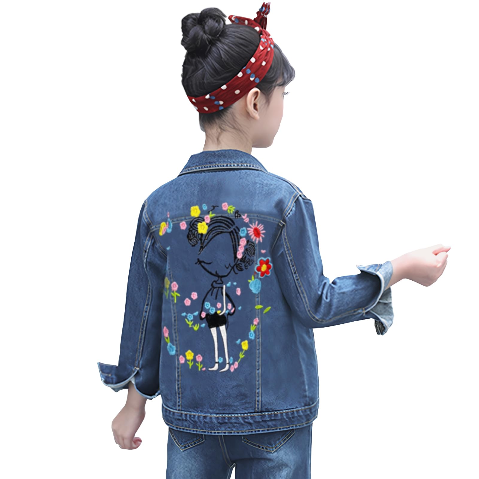 Dziewczęca kurtka dżinsowa słodka dziecięca na wiosnę jesień kurtka bawełniana kurtka denim