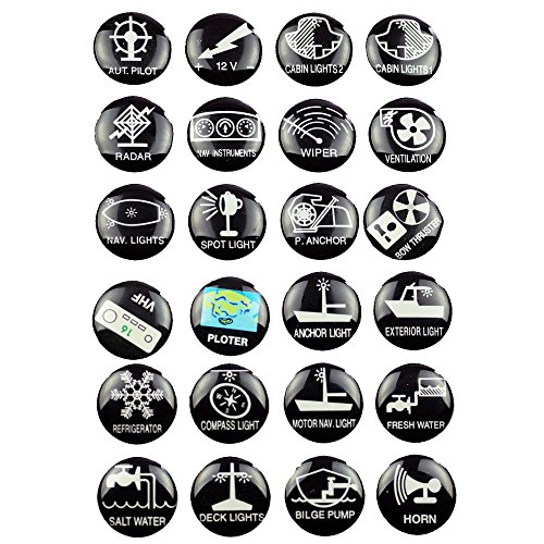 wellenshop - wellenshop 24 Schaltsymbole Symbol Aufkleber für Schalter Boot Schaltpaneel Schalttafel Schaltertafel