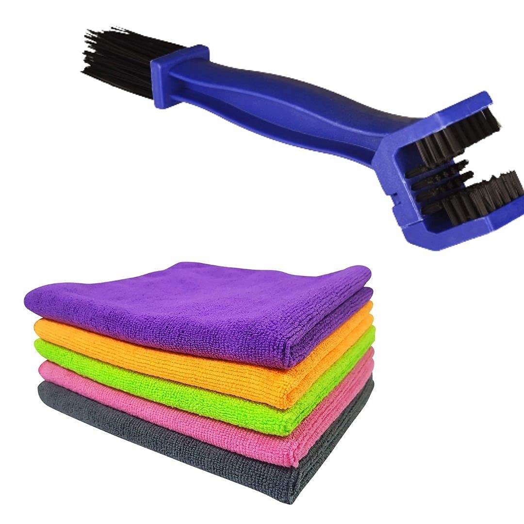 AKSMIT Bike Chain Brush & Microfiber Cloth (Set of 5) Combo for Hero Splendor-image-10