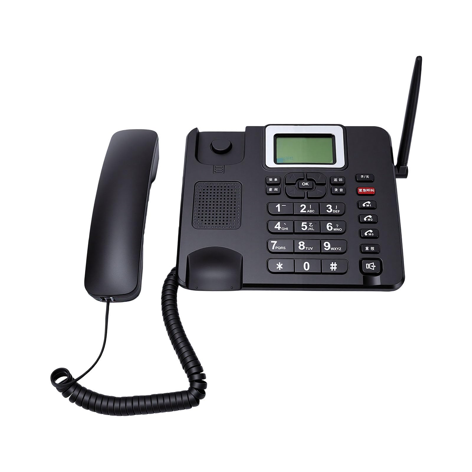 PUSOKEI Telefono Fisso Cordless GSM 4G con Scheda SIM, Telefono da Tavolo Classico GSM Wireless con Emergenza SOS, Facile da Usare per Lavoro o Famiglia