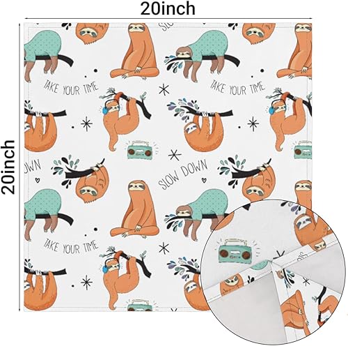 Miniatura 3 de Cloth Napkins Set of 6 Funny Sloth 20x20 Inch Cloth Napkins Cute Animal Sloth Washable Reusable Kitchen Dinner Napkins Table Decor for Wedding,