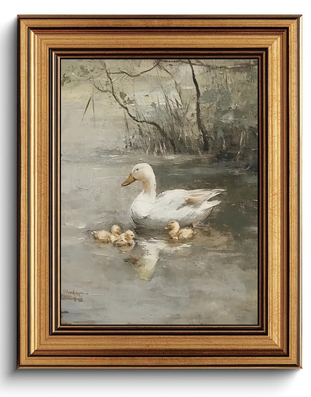 Gold Framed Wall Art Vintage Spring Duck Canvas Wall...