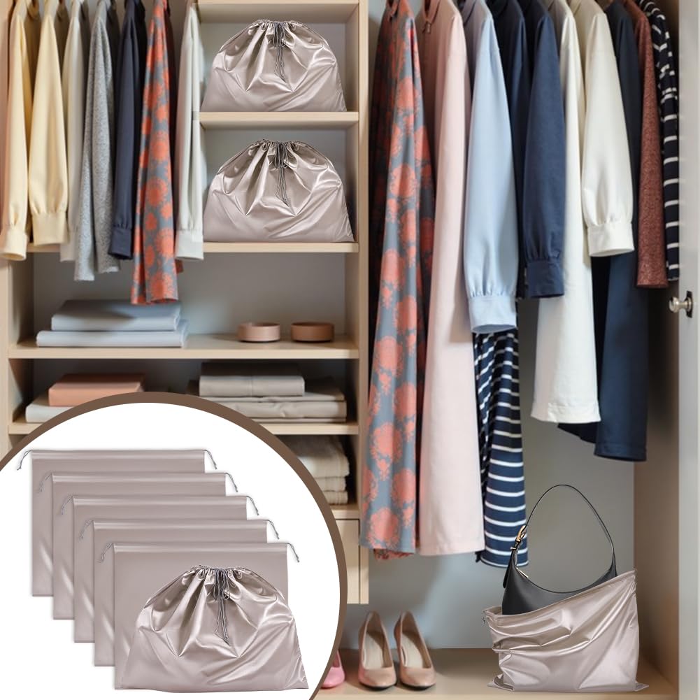NBEADS 12 Pcs Sac à Poussière pour Sacs à Main, 50x60x0.3cm Sacs de Rangement en Tissu Satiné Pochettes à Cordon de Serrage Sacs de Voyage en Tissu pour Sacs à Main Chaussures Bottes Gris Clair
