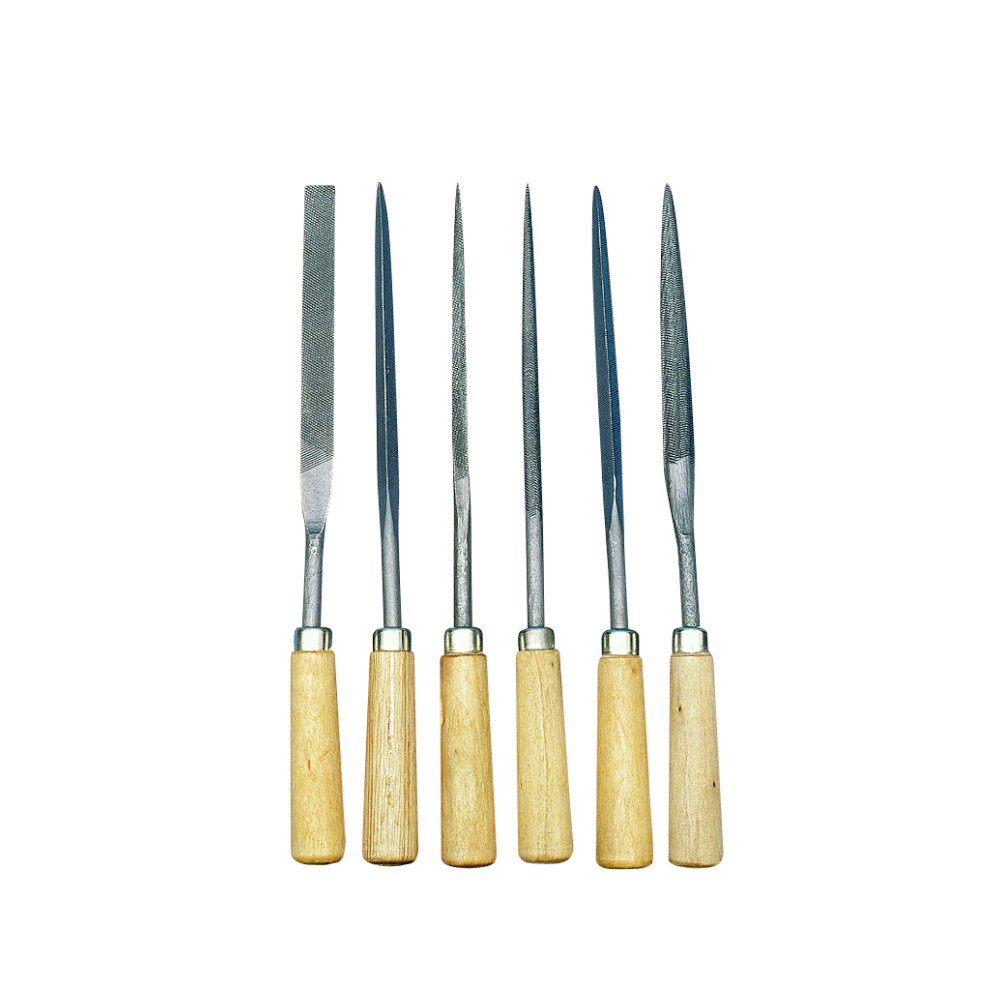RAYHER 6-piece File and Rasp Set with Wooden Grips, 17 cm