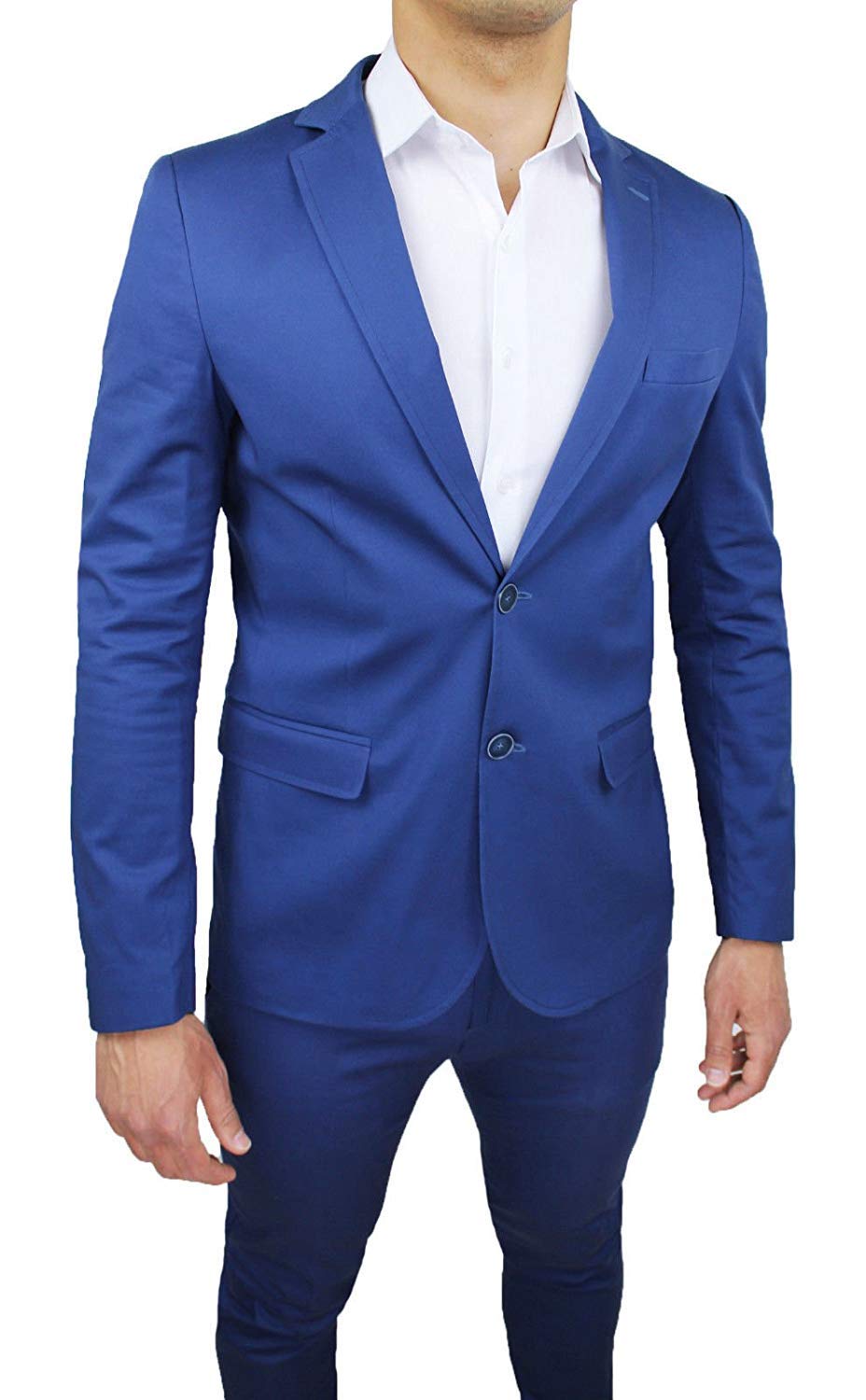Abito Completo Uomo Blu Chiaro Collezione Sartoriale Slim Fit Vestito Elegante Cerimonia 100% Made in Italy