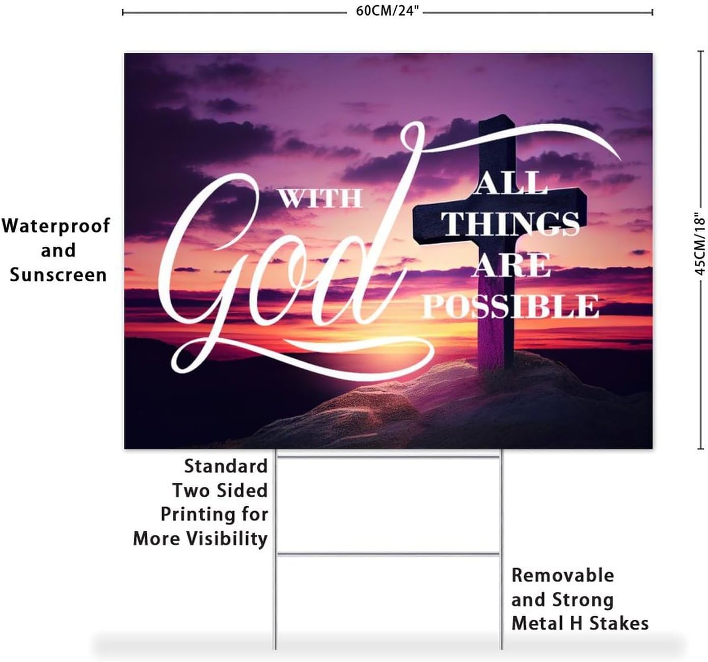 Yard Sign Christian Scripture Personalized Yard Signs with Stakes with God All Things Are Possible （3） Rust Christmas Housewarming Garden Religious Gifts Garden Lawn Signs Double Sided 18x24