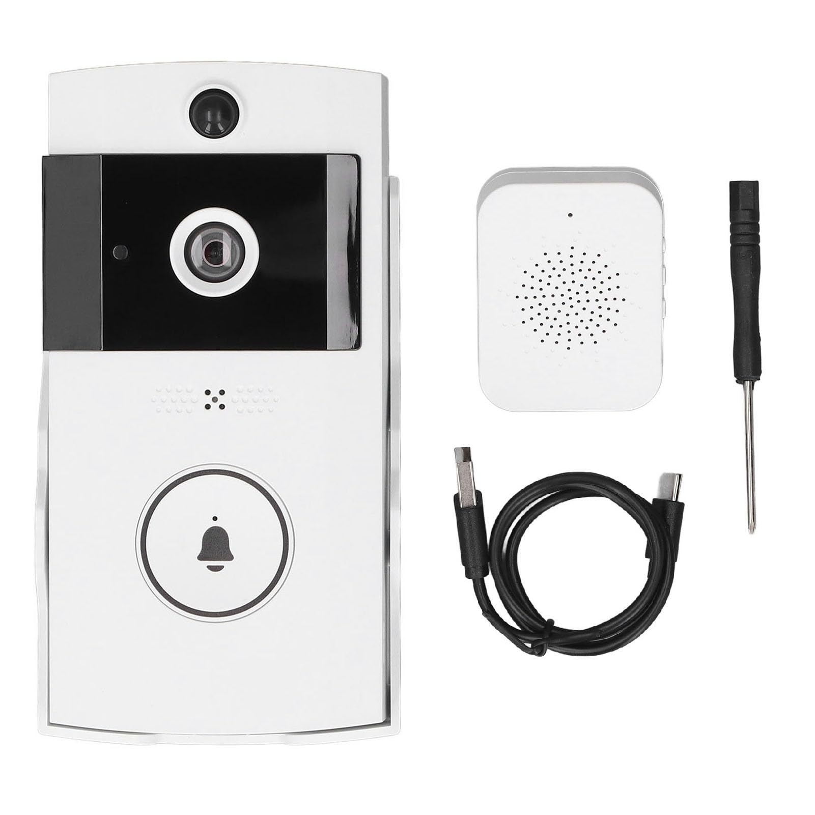SENECESLI Timbre con Video 2.4G WiFi Cámara de Timbre Inalámbrico con Timbre, 38 Melodías, Visión Nocturna HD Gran Angular de 1MP 90°, Audio de 2 Vías, Detección Humana PIR, Soporte de