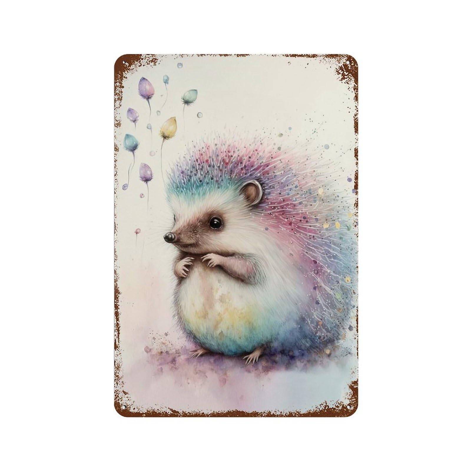 Tiny Little Hedgehog Decorative Tin Sign 11.8"x7.9", Shabby Chic Decor for Garage, Pub Or Kitchen