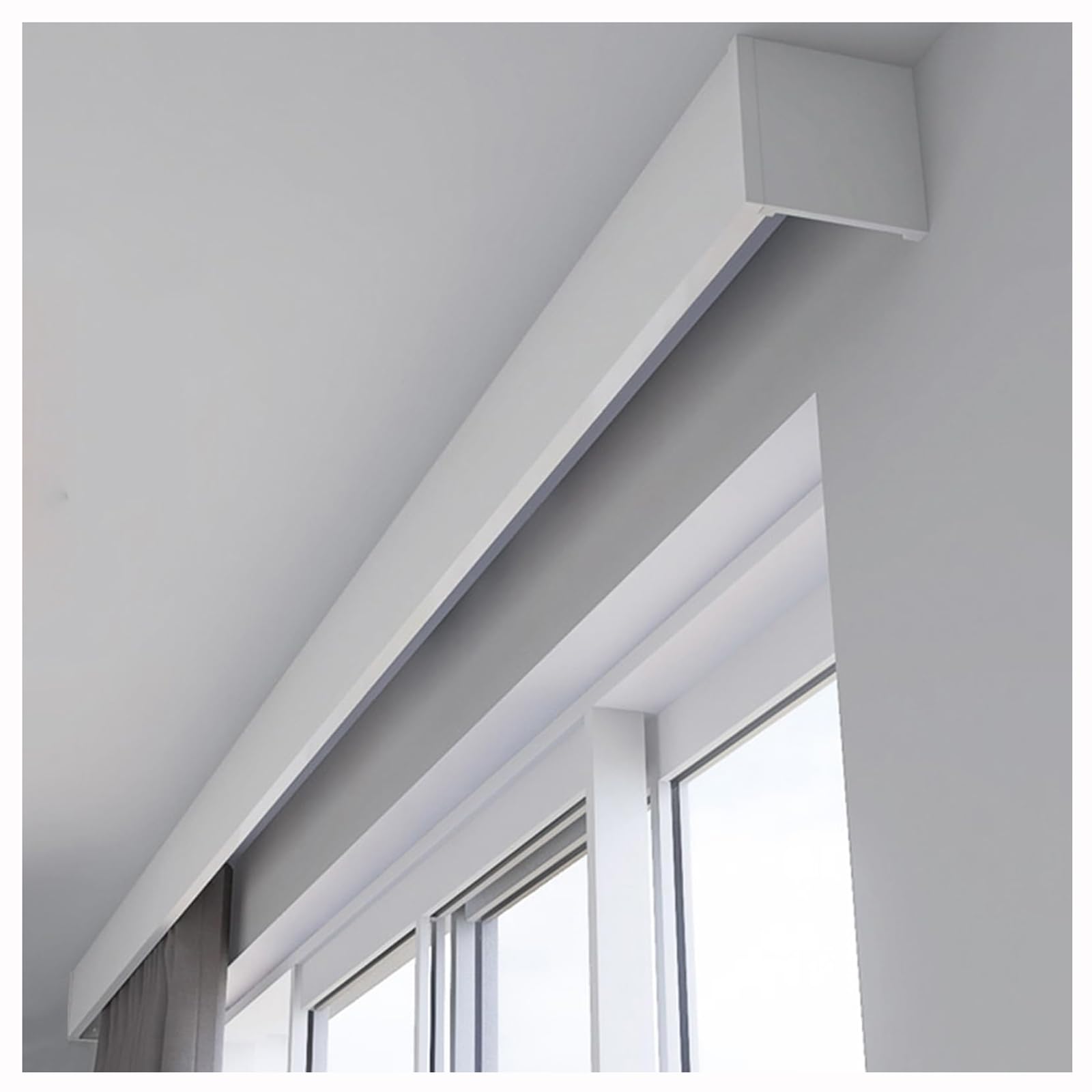 Curtain Track Double Tracks, 3-in-1 Wall/Ceiling Mount Curtain Pelmet Box With Double Track, White, 100-300cm(Ceiling Mount,150cm (4.9ft))