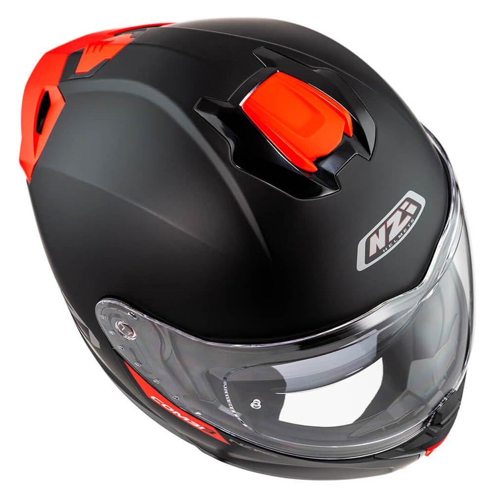 NZI Combi 3 Duo Nouveau Negro Rojo Mate - Casco de Moto Modular Abatible con Visor Solar - Unisex Hombre y Mujer - Homologado P/J ECE 22.06