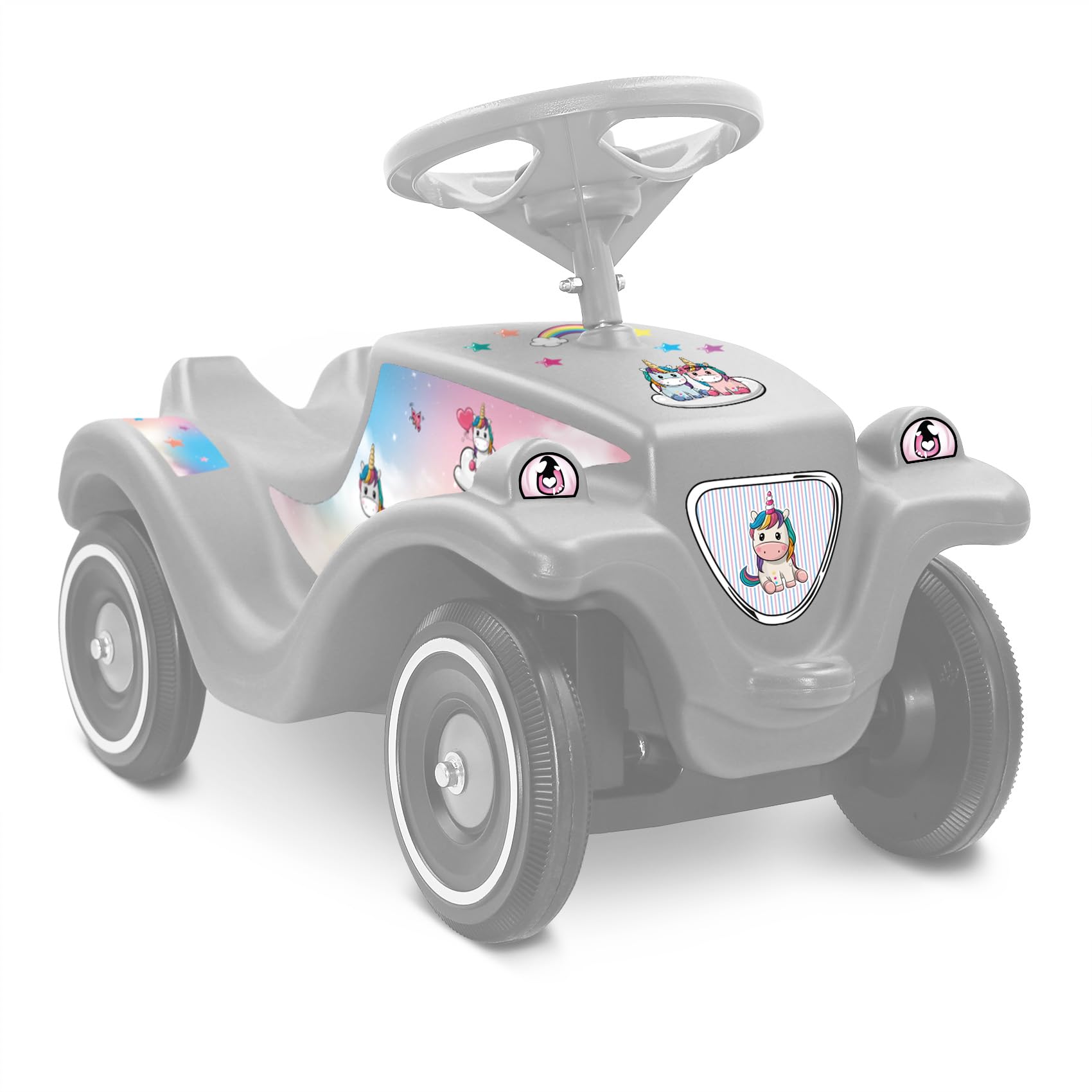Finest Folia Aufkleber Set kompatibel mit Big Bobby Car Classic Sticker für Kinderfahrzeug Rutschauto Spielauto Design Folie für Mädchen Jungen R194 (14 Einhörner)