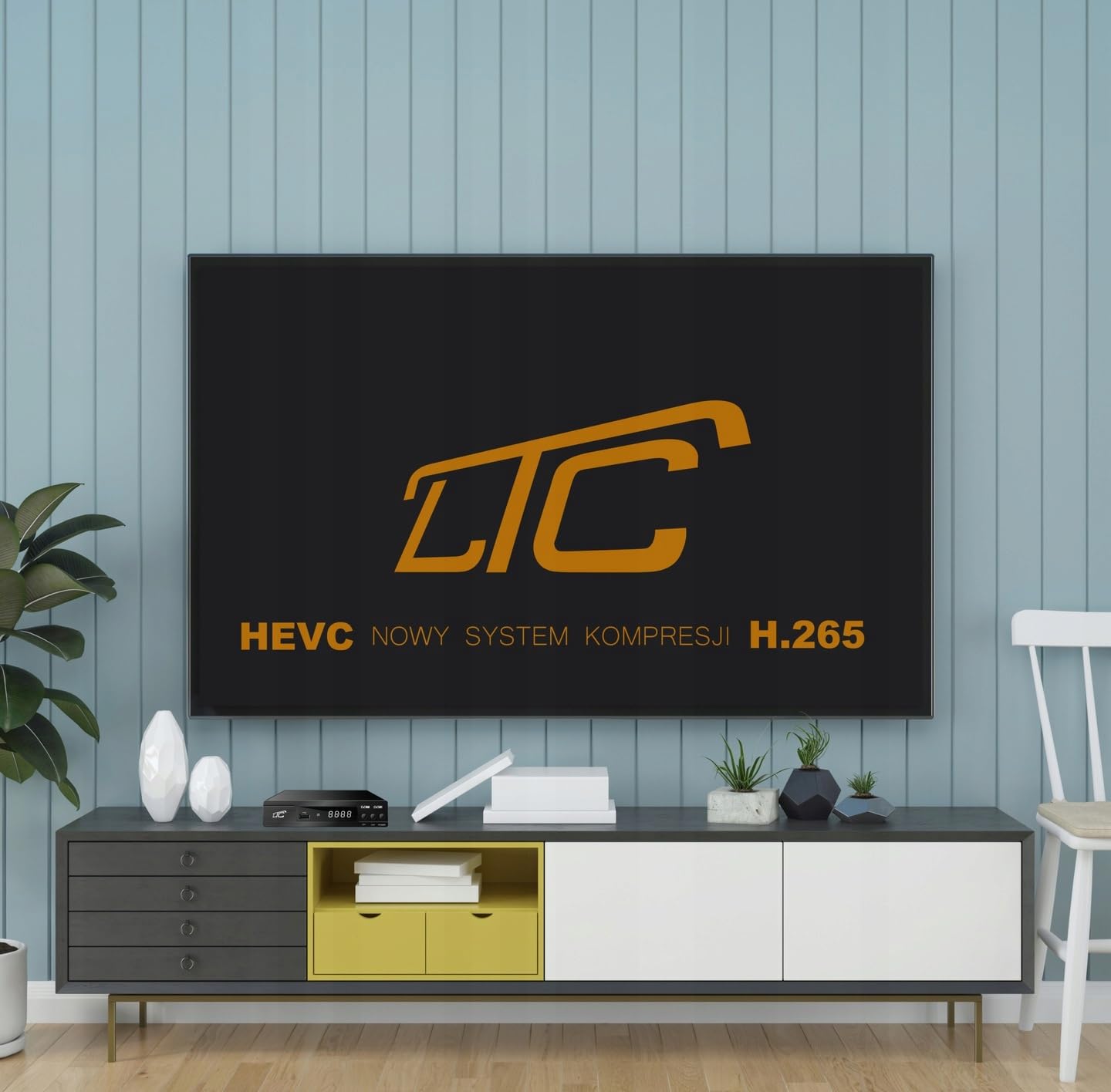 LTC DVB-T2 HD Receiver für terrestrisches Fernsehen, H.265 HEVC Decoder, Full HD 1080p, inkl. 2-in-1 lernfähiger Fernbedienung für TV-Steuerung, PVR Aufnahme, Timeshift, USB, HDMI, Scart, Schwarz