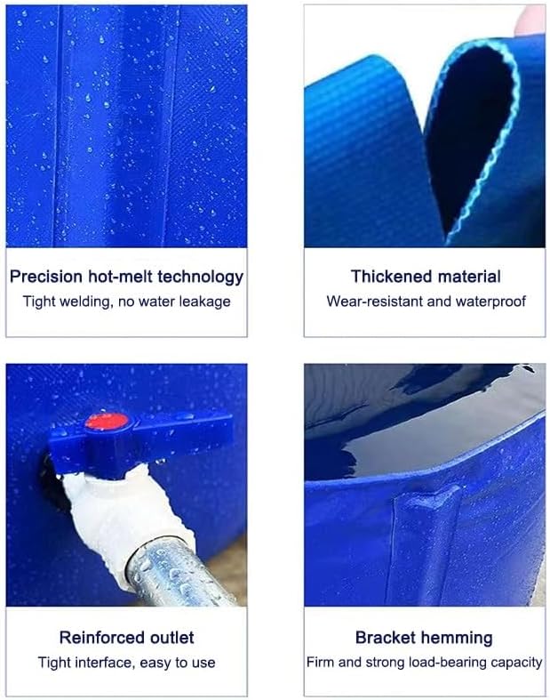 Durable Aquaculture Water Tank with Drain Valve，Round PVC Canvas Fish Pond - Durable Folding Tarpaulin Pool for Above Ground Use, Outdoor Water Storage Tank for Koi Breeding & Swimming Pool