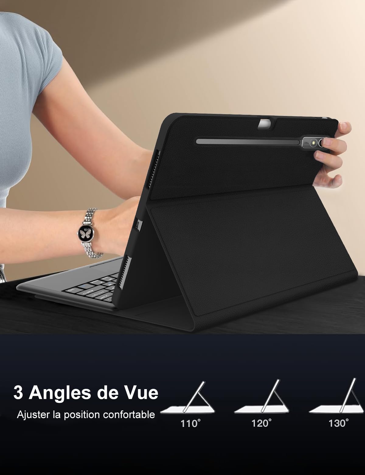 FOGARI Etui do Lenovo Idea Tab Pro 2025 - Panel dotykowy Klawiatura do Lenovo Idea Tab Pro Tablet 12,7", AZERTY Trackpad Bezprzewodowa klawiatura magnetyczna Bluetooth, czarna