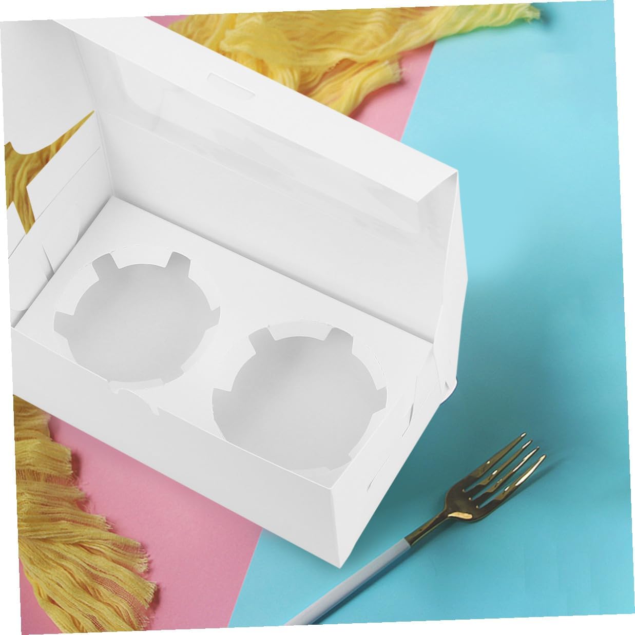 BESPORTBLE 10pcs Egg Tart Packaging Boxes with 2 Compartments, Food-grade Paper Dessert Boxes for Cupcake Wrapping and Cake Packing, Portable Baking Container for Parties and Home Use