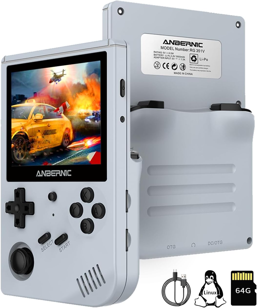 RG351V Handheld Game Console Portable 3.5 inch IPS Screen Open Source System Built