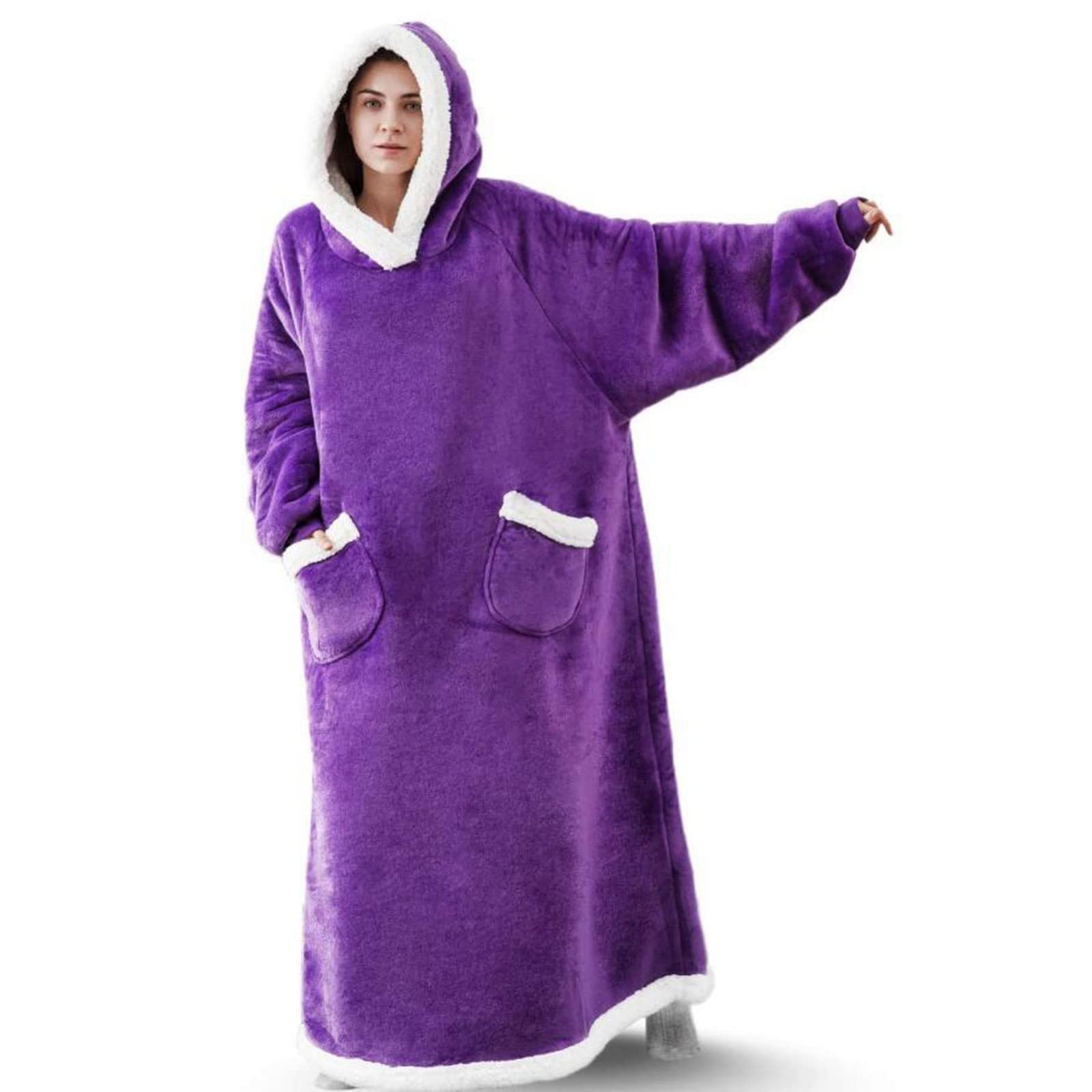 Albornoz NiñA Mullida, Albornoz Ducha Pareja Exigente con Tu Figura, Robe Larga Suave Y Suelta con Capucha Y DiseñO De 2 Bolsillos Purple