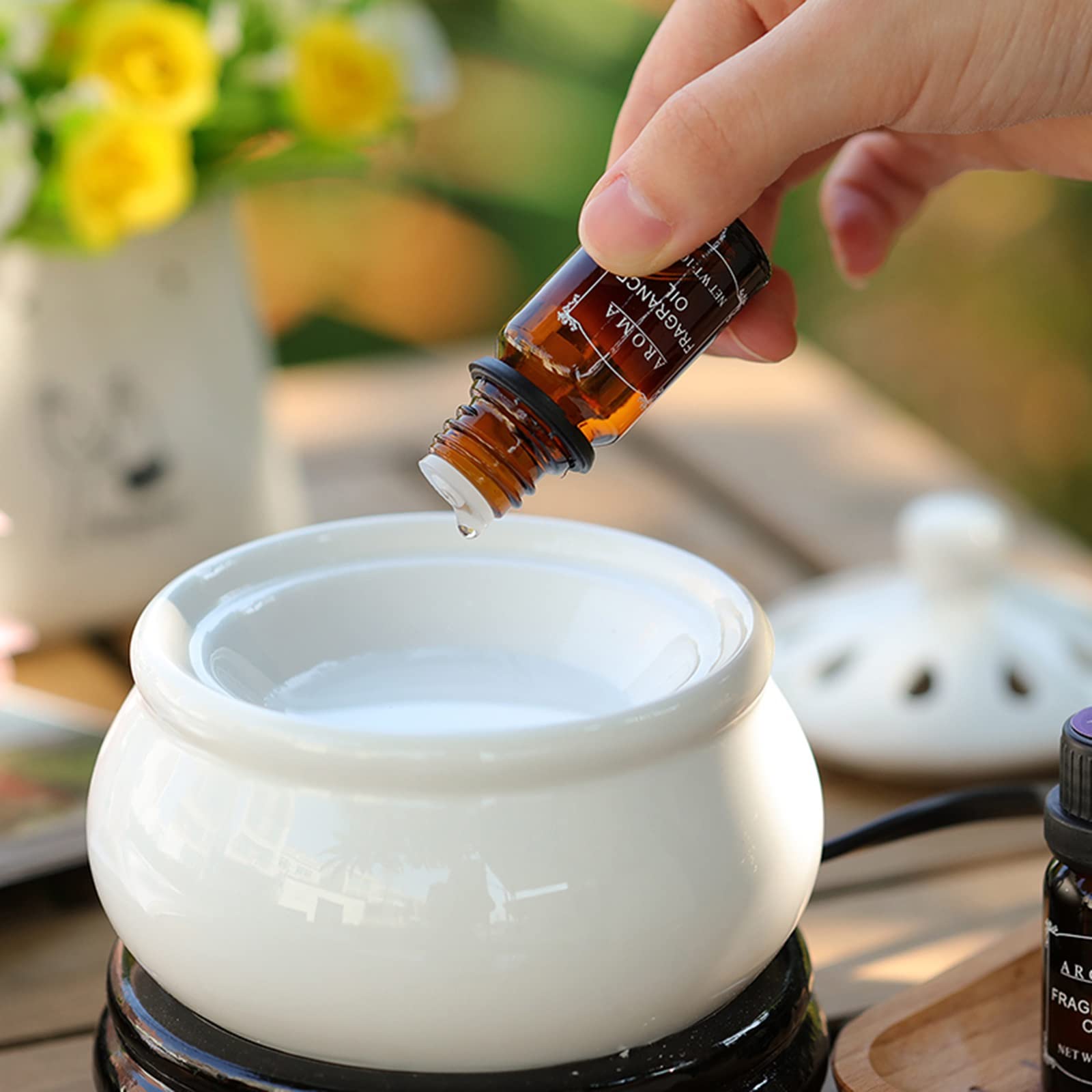 A Tempo Ceramica Bruciatore di incenso Elettrico, Temperatura Regolabile Diffusori di Olio Profumato, Resina di incenso Agarwood Candele Forno Aroma, Casa/Ufficio/Bar Scalda Profumato