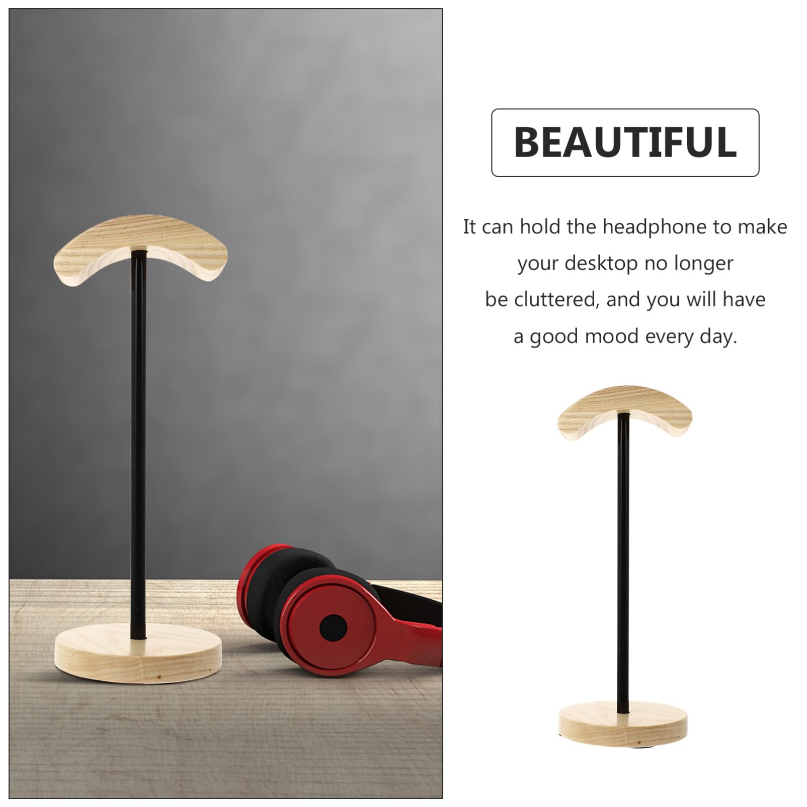 jojofuny Supporto Per Cuffie Legno Stand Per Headset Gaming Porta Cuffie Stabile Con Design Ad Supporto Da Tavolo Per Casa e Negozio