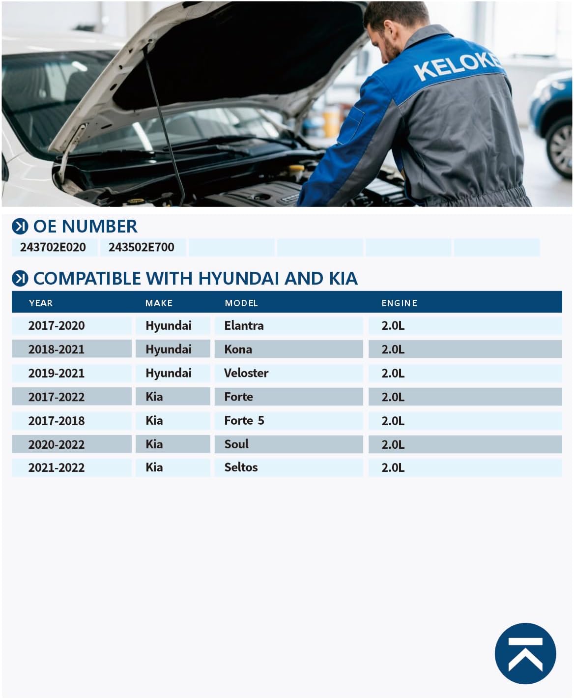 KELOKE 2PCS Engine Exhaust & Intake CVVT Camshaft Gear Compatible with 2017-2022 Hyundai Elantra/Kona/Veloster & Kia Forte/Soul/Seltos, 2.0L, CVVT Gears Replace# 24350-2E700,24370-2E020