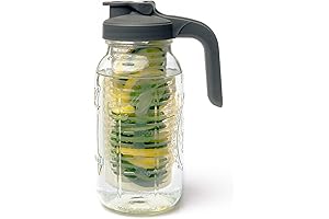 County Line Kitchen: Glass Infuser Water Pitcher with Lid - Wide Mouth,...