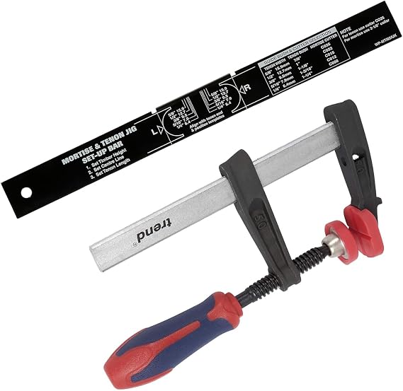 Trend Mortise and Tenon Jig for Perfect-Fitting Joints, Ideal for Furniture Construction, Fully Adjustable for Compound Angle Joints, Includes US-Style Screw-On Template Guide, MT/JIG