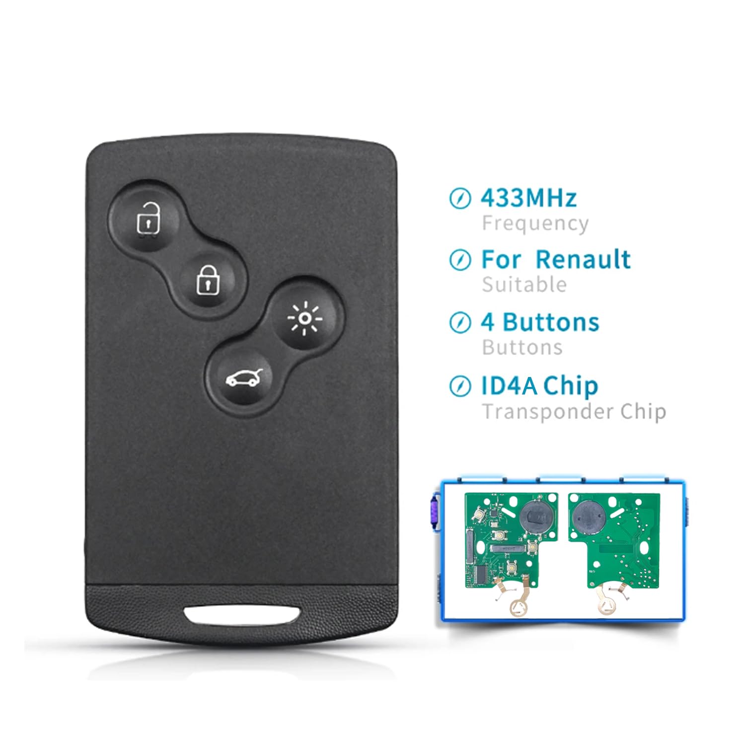 Chiave Telecomando 4 Tasti 433 MHz PCF7953M/4A Guscio per Renault Clio IV 2009-2015 Captur 2013-2017 Chiave Auto con Scheda Vuota Programmabile