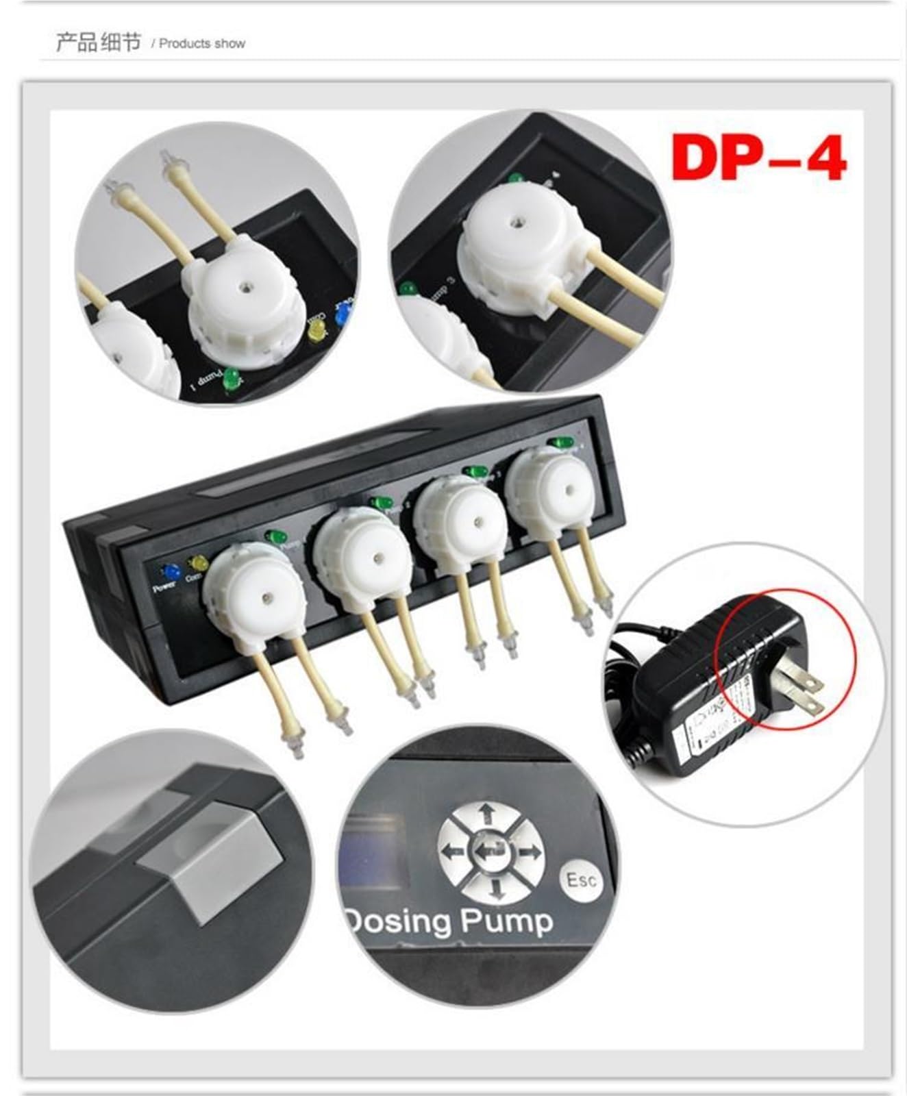 Bomba dosificadora automática for acuarios de arrecife de coral, 4 cabezales, for uso marino, 110-240 V, 50/60 Hz, DP-4 Instrumento de medición(Dp-2)