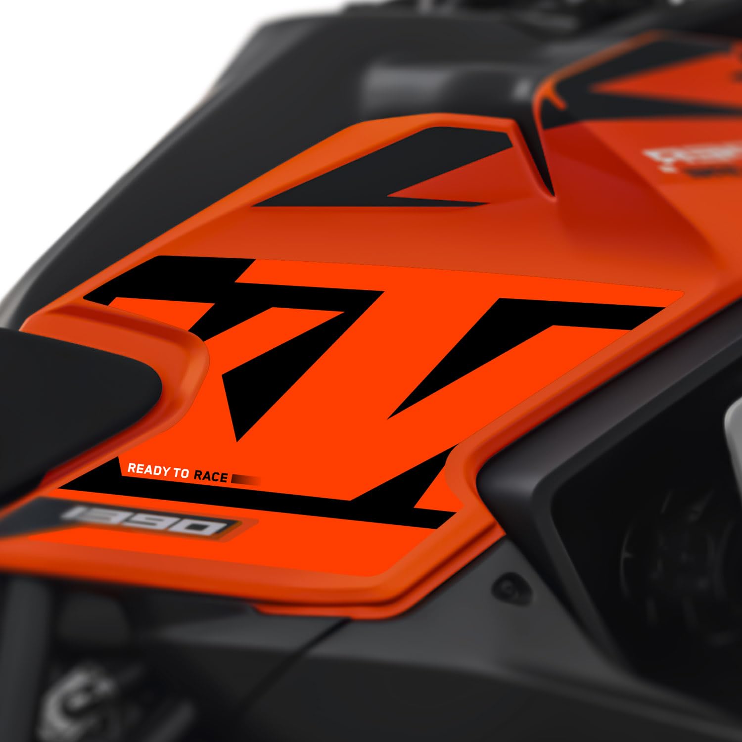 Az Graphishop Tankseiten-Aufkleber kompatibel mit KTM 1390 Super Adventure S 2025-2026 Schutz vor Stößen und Kratzern Motorradzubehör Made in Italy L-1390SAS-26 (Black Orange)