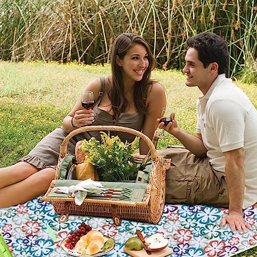 Juzinqu Picknickdecke Wasserdicht | Picknick Decke Faltbar | Sanddichte Outdoor Stranddecke in 3 Größen mit Tragegriff | Tragbare Picknickdecken, Matten für Camping, Reisen, Wandern – Bild 6