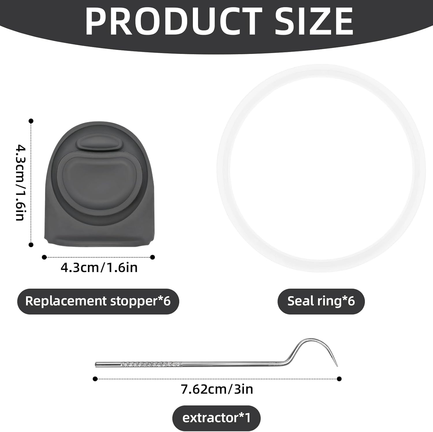 6Pcs Replacement Stopper and 6Pcs Bottle Seal Ring for Freesip 16oz 19oz 24oz 32oz 40oz,BPA-Free Water Bottle Lid Silicone Accessories for Owala, BPA Free, Dishwasher Safe - Image 3