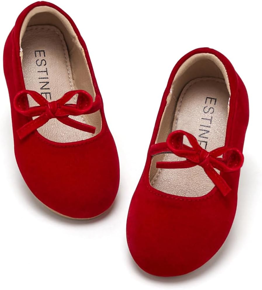 ESTINE Mary Jane Flats for Toddler Girls Little Kids Glittery Dress Princess Wedding Ballet Shoes