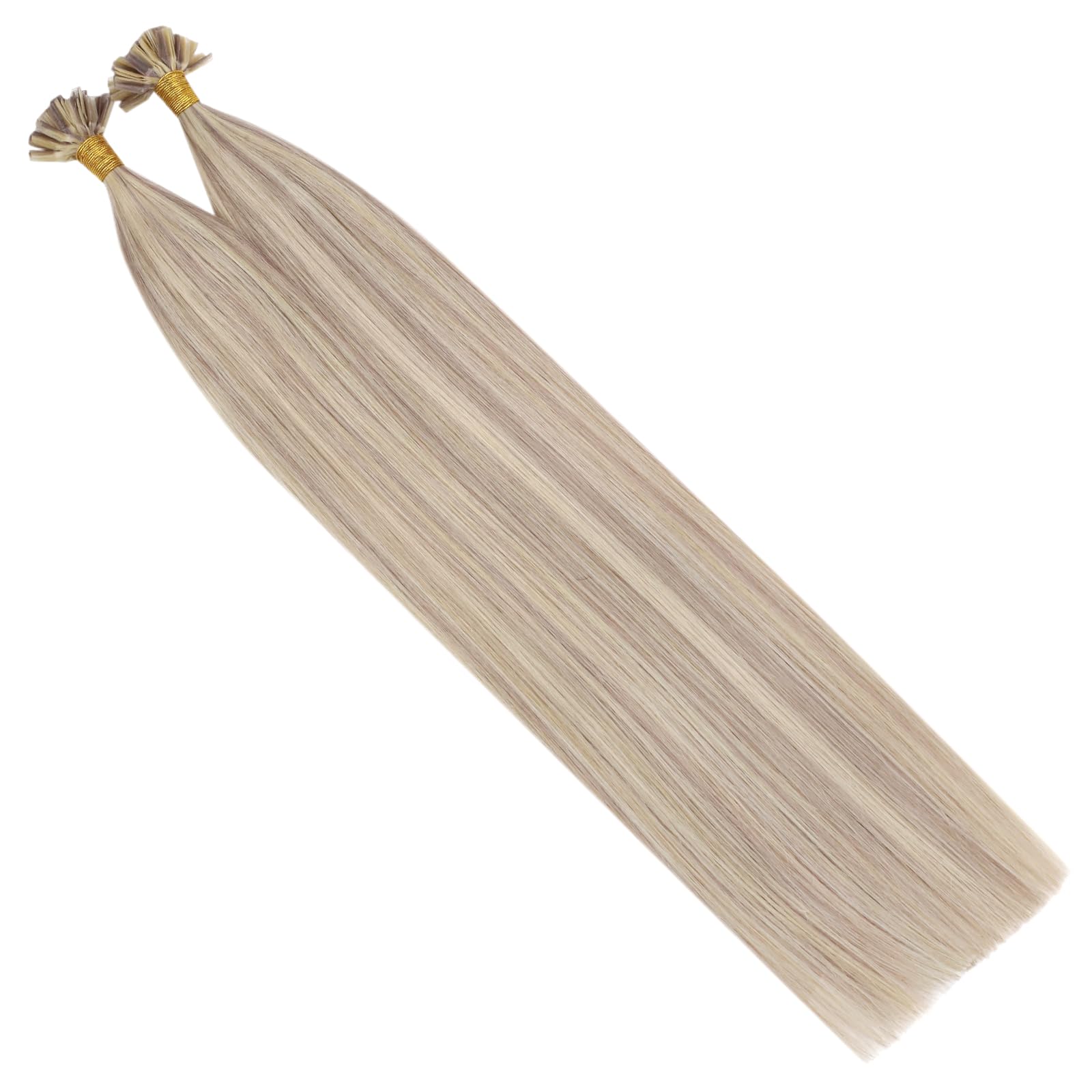 Ugeat Przedłużanie Włosów Keratyna Utip, Włosy Ludzkie, Pasemka Popielaty Blond, 50cm 50 sztuk 50g, Przedłużanie Włosów U Tip Popielaty Blond, Remy Naturalne Proste
